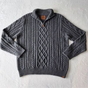 Canadiana Cable Knit Sweater Mens XL 1/4 Zip Preppy Office Fisherman Hipster‎